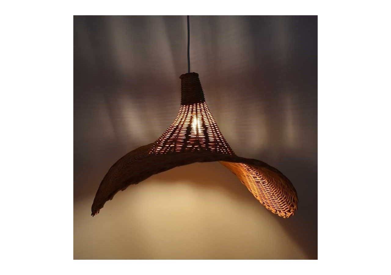 Suspension en osier "Tien" avec interrupteur et prise - K183-C-N - Barcelona LED