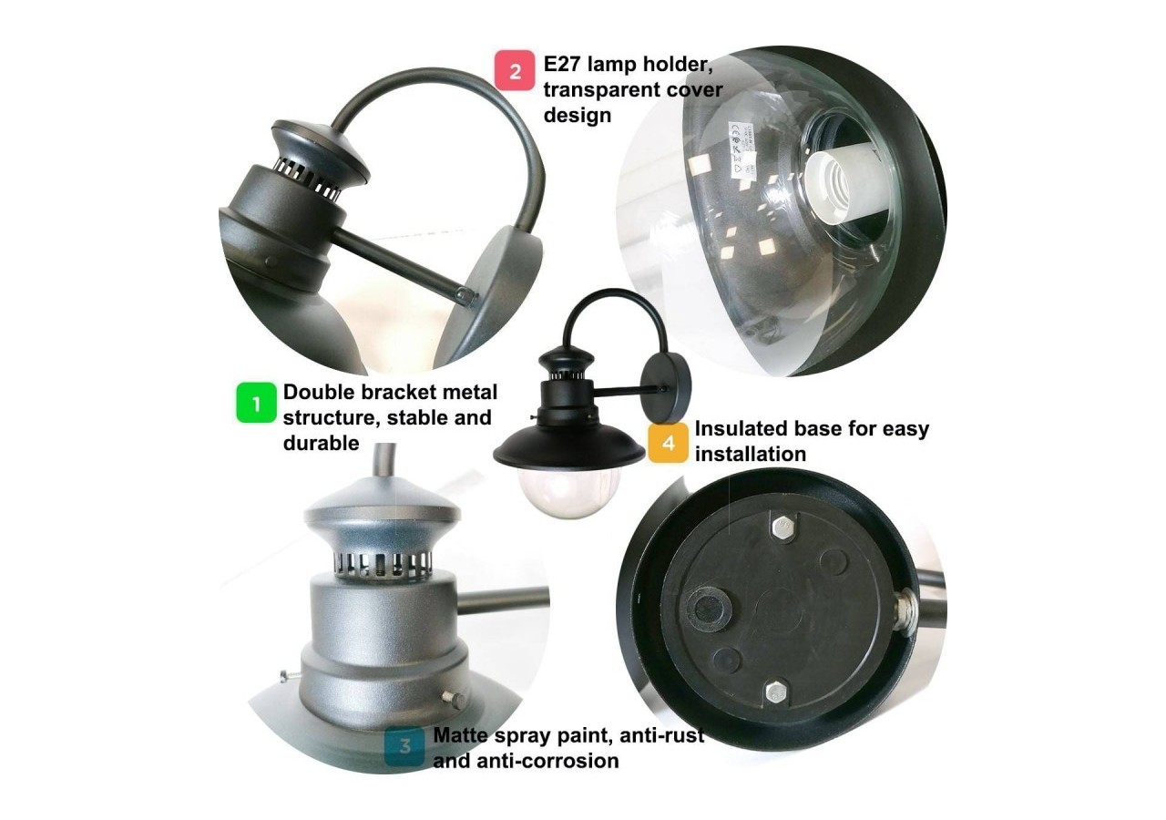 Applique murale vintage "London"-IP44-E27 - L1561-N - Barcelona LED