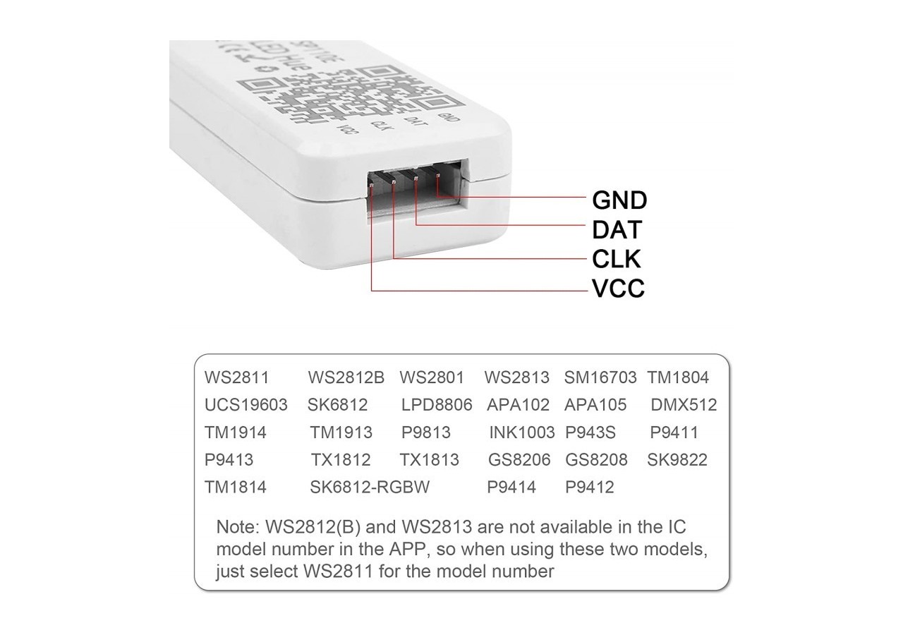 Contrôleur LED IC pixel Bluetooth RGB/RGBW- 5-24V DC-1024 Pixels - SP110E - Barcelona LED