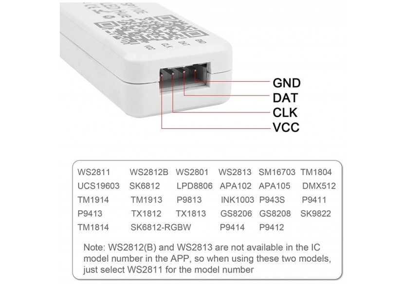 Contrôleur LED IC pixel Bluetooth RGB/RGBW- 5-24V DC-1024 Pixels - SP110E - Barcelona LED