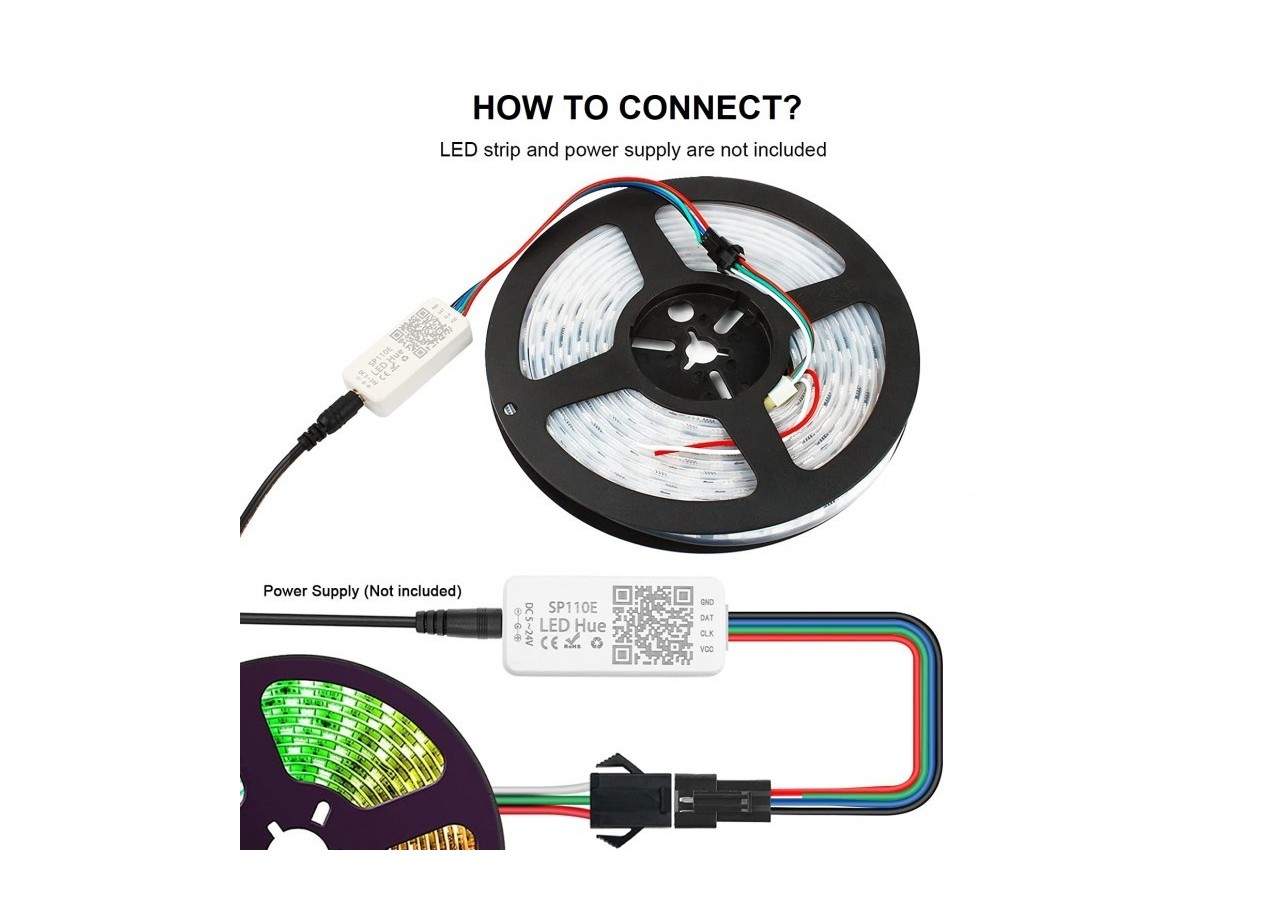 Contrôleur LED IC pixel Bluetooth RGB/RGBW- 5-24V DC-1024 Pixels - SP110E - Barcelona LED