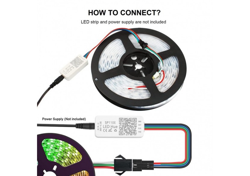 Contrôleur LED IC pixel Bluetooth RGB/RGBW- 5-24V DC-1024 Pixels - SP110E - Barcelona LED
