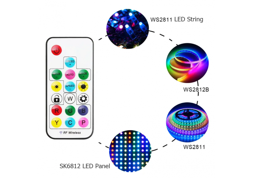 Contrôleur LED IC RGB/RGBW avec télécommande RF-5-24V DC-2048 pixels - SP104E - Barcelona LED