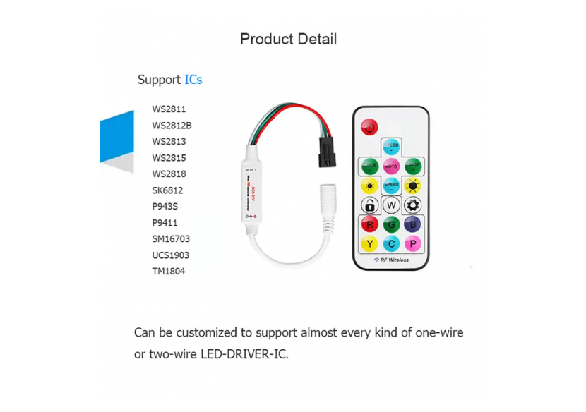 Contrôleur LED IC RGB/RGBW avec télécommande RF-5-24V DC-2048 pixels - SP104E - Barcelona LED