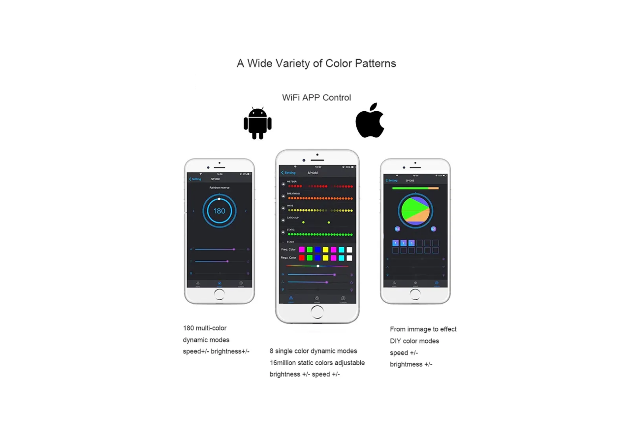 Contrôleur LED IC pixel WIFI RGB/RGBW-5-24V DC-2048 pixels - SP108E - Barcelona LED