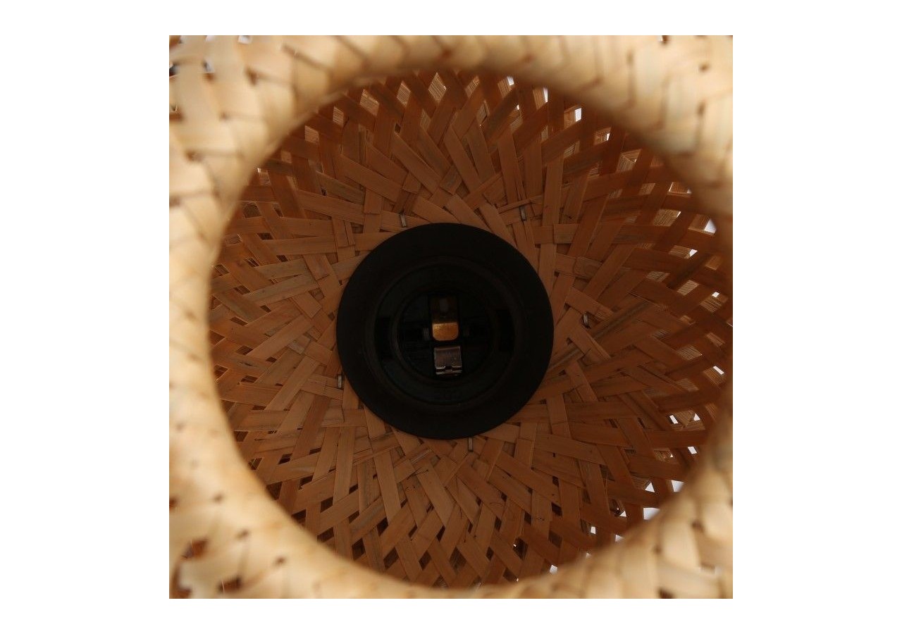 Applique murale en bois "Alan" avec abat-jour en osier et câble avec interrupteur et prise - LN126-N - Barcelona LED