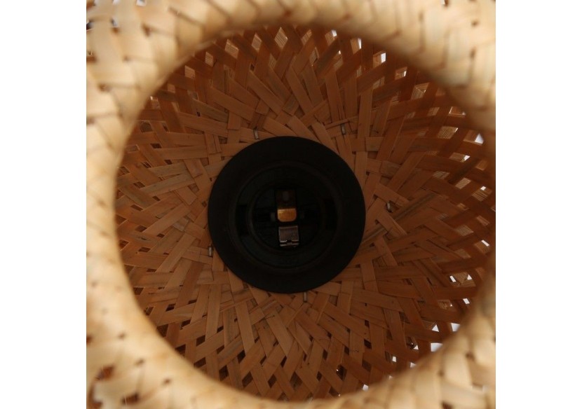 Applique murale en bois "Alan" avec abat-jour en osier et câble avec interrupteur et prise - LN126-N - Barcelona LED