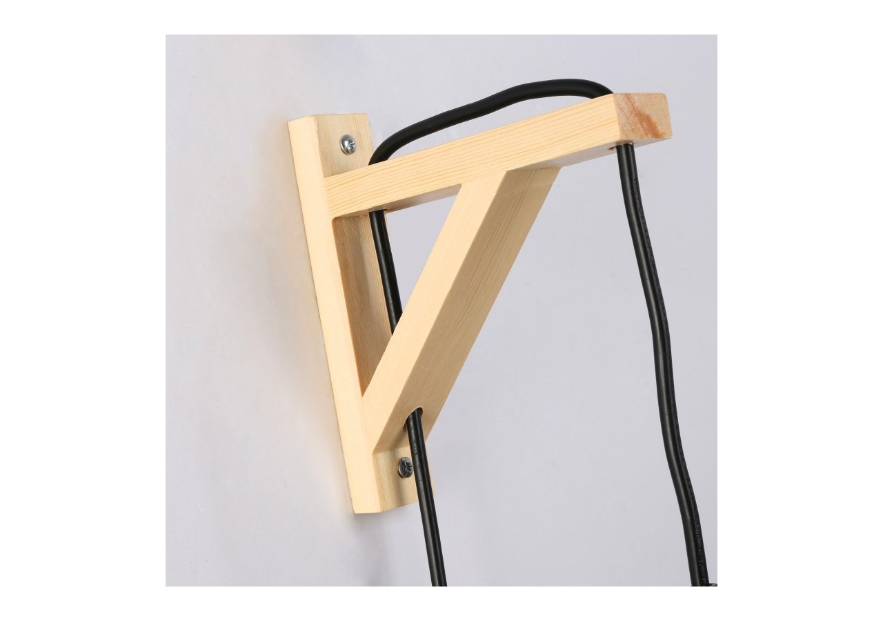 Applique murale en bois "Alan" avec abat-jour en osier et câble avec interrupteur et prise - LN126-N - Barcelona LED