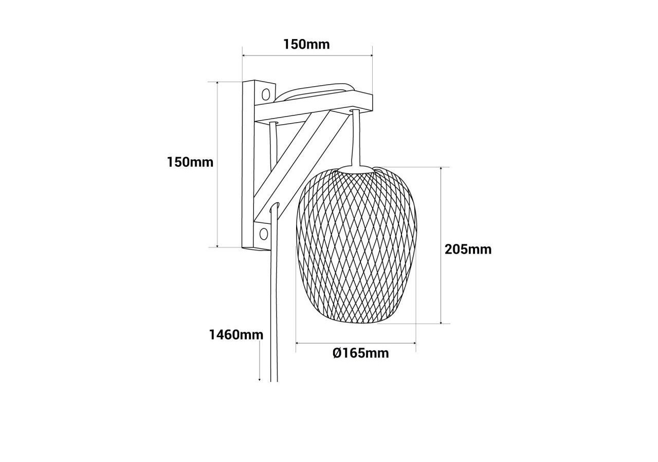 Applique murale en bois "Alan" avec abat-jour en osier et câble avec interrupteur et prise - LN126-N - Barcelona LED