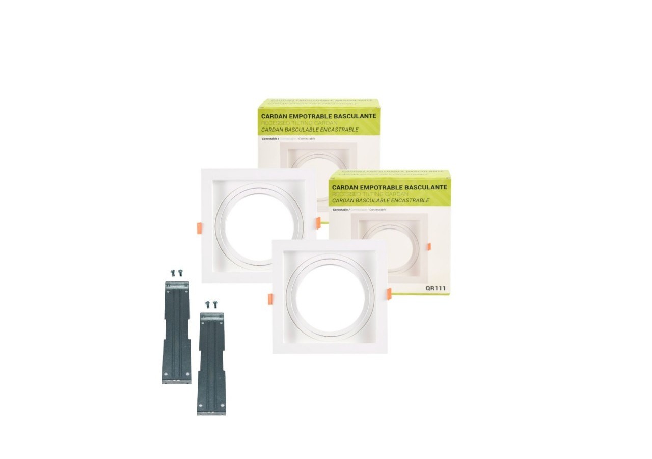 Pack x2-Collerette downlight carrée orientable type cardan pour ampoule QR111/AR111-Coupe 155x155mm - K1016-2-B - Barcelona LED