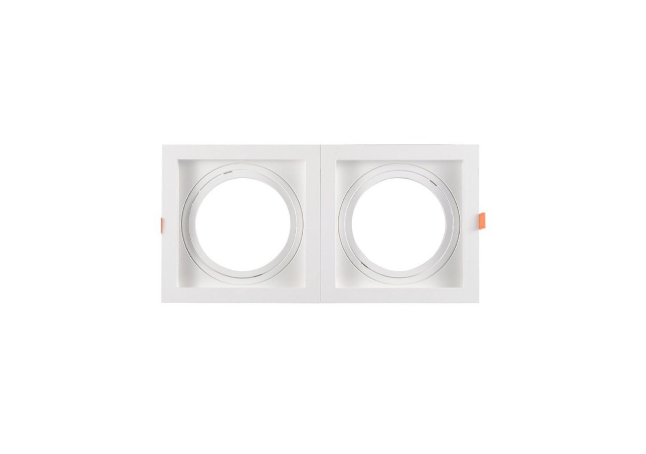 Pack x2-Collerette downlight carrée orientable type cardan pour ampoule QR111/AR111-Coupe 155x155mm - K1016-2-B - Barcelona LED