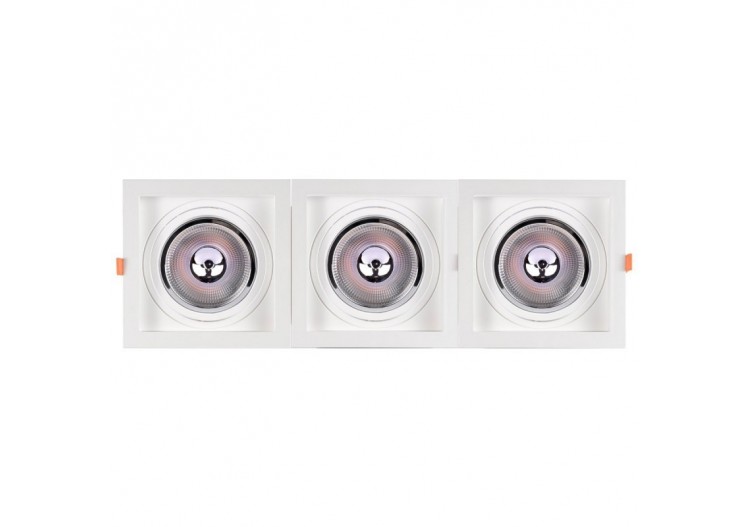 Pack x3-Collerette downlight carrée orientable type cardan pour ampoule QR111/AR111-Coupe 155x155mm - K1016-3-B - Barcelona LED 2