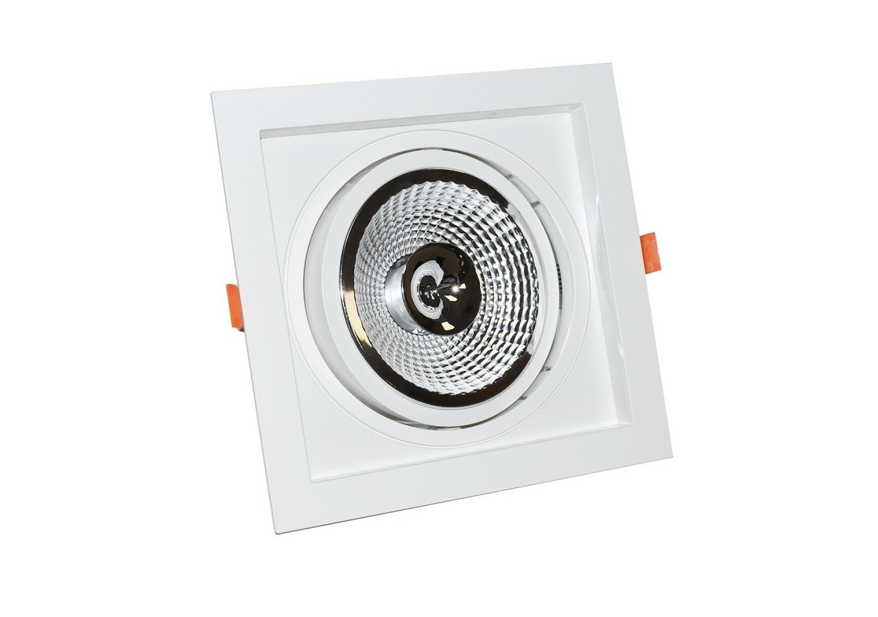 Pack x3-Collerette downlight carrée orientable type cardan pour ampoule QR111/AR111-Coupe 155x155mm - K1016-3-B - Barcelona LED