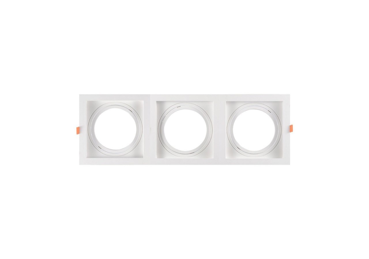 Pack x3-Collerette downlight carrée orientable type cardan pour ampoule QR111/AR111-Coupe 155x155mm - K1016-3-B - Barcelona LED