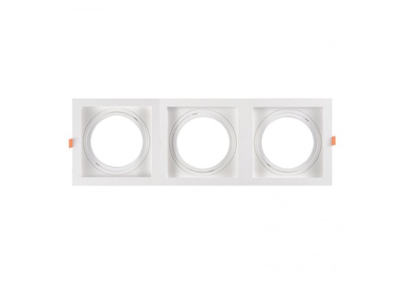 Pack x3-Collerette downlight carrée orientable type cardan pour ampoule QR111/AR111-Coupe 155x155mm - K1016-3-B - Barcelona LED