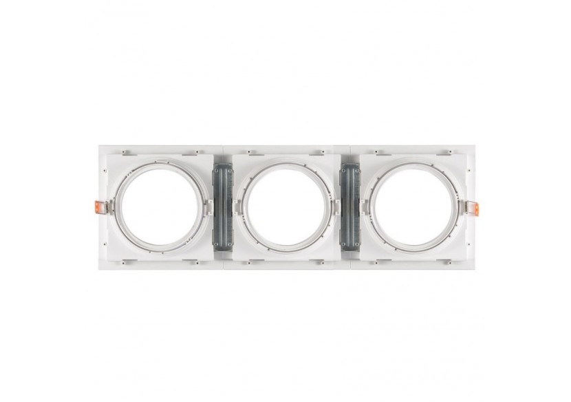 Pack x3-Collerette downlight carrée orientable type cardan pour ampoule QR111/AR111-Coupe 155x155mm - K1016-3-B - Barcelona LED