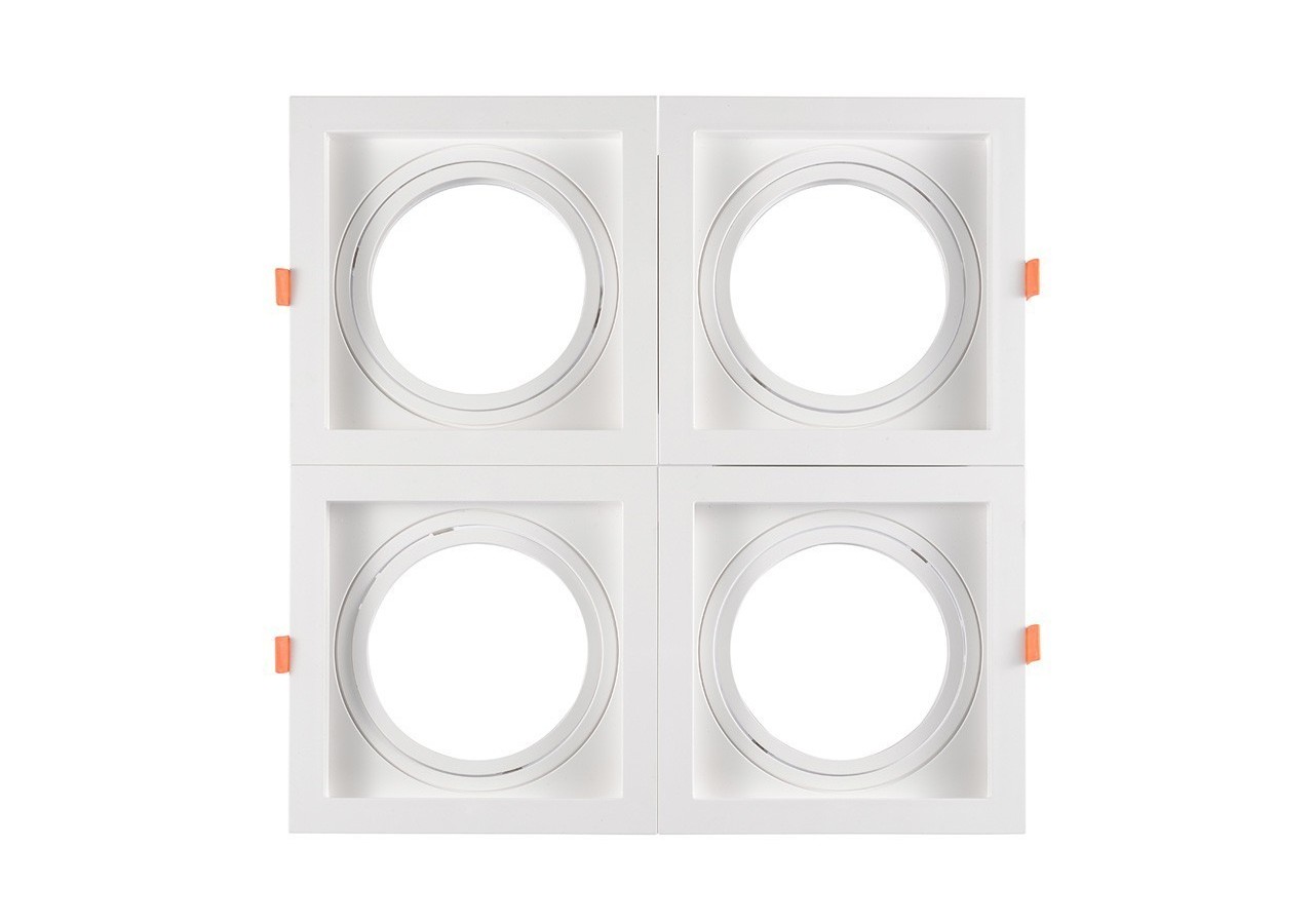 Pack x4-Collerette downlight carrée orientable type cardan pour ampoule QR111/AR111-Coupe 155x155mm - K1016-4-B - Barcelona LED