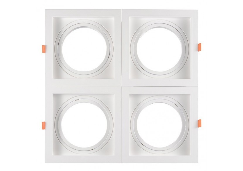 Pack x4-Collerette downlight carrée orientable type cardan pour ampoule QR111/AR111-Coupe 155x155mm - K1016-4-B - Barcelona LED