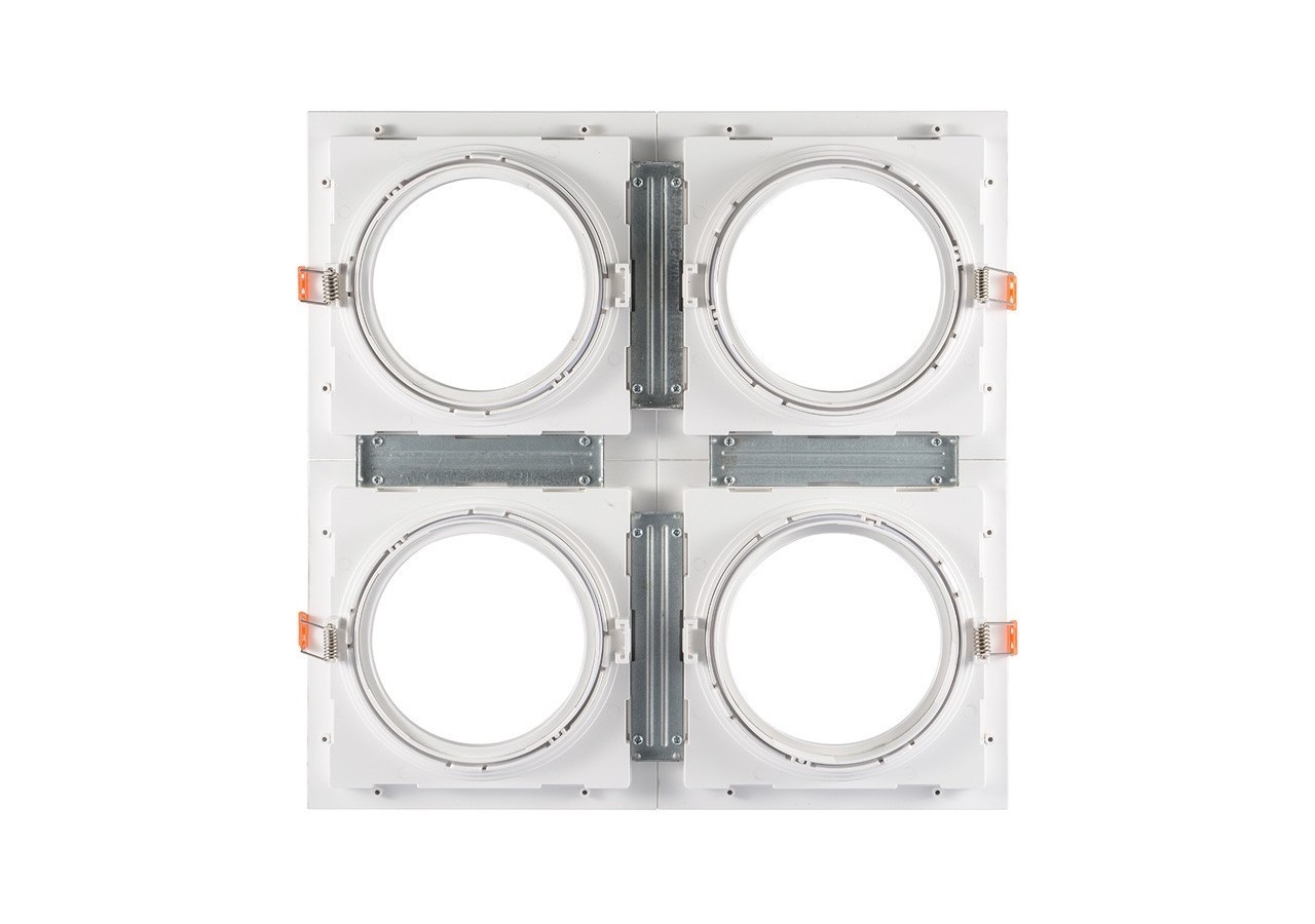 Pack x4-Collerette downlight carrée orientable type cardan pour ampoule QR111/AR111-Coupe 155x155mm - K1016-4-B - Barcelona LED