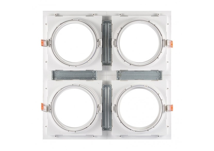 Pack x4-Collerette downlight carrée orientable type cardan pour ampoule QR111/AR111-Coupe 155x155mm - K1016-4-B - Barcelona LED