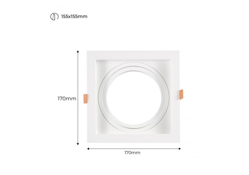 Pack x4-Collerette downlight carrée orientable type cardan pour ampoule QR111/AR111-Coupe 155x155mm - K1016-4-B - Barcelona LED