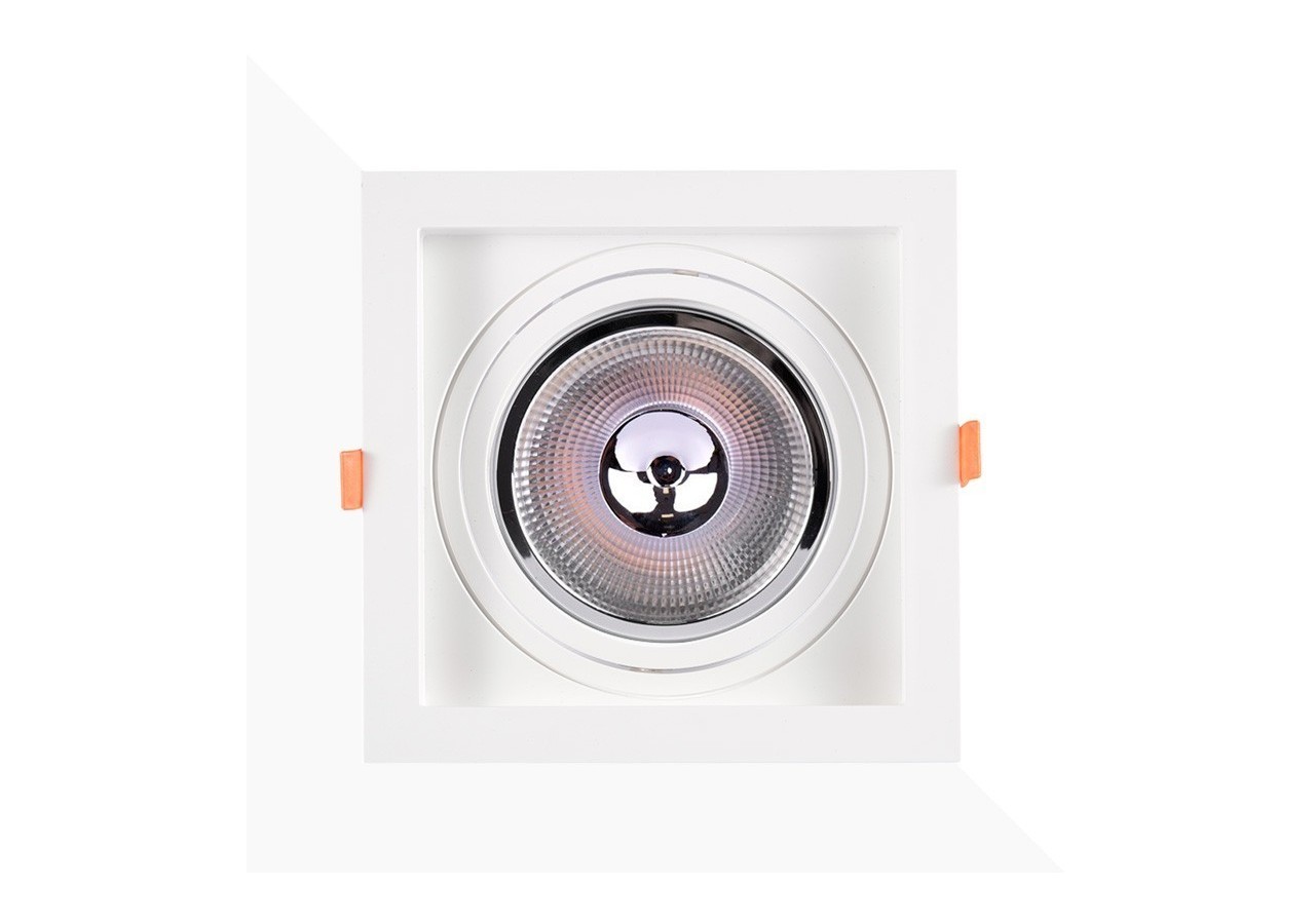 Pack x4-Collerette downlight carrée orientable type cardan pour ampoule QR111/AR111-Coupe 155x155mm - K1016-4-B - Barcelona LED