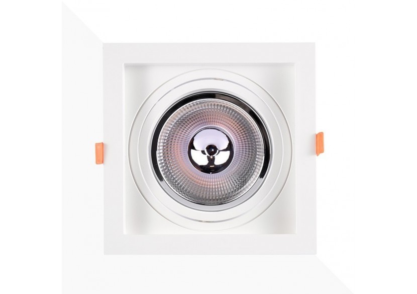 Pack x4-Collerette downlight carrée orientable type cardan pour ampoule QR111/AR111-Coupe 155x155mm - K1016-4-B - Barcelona LED