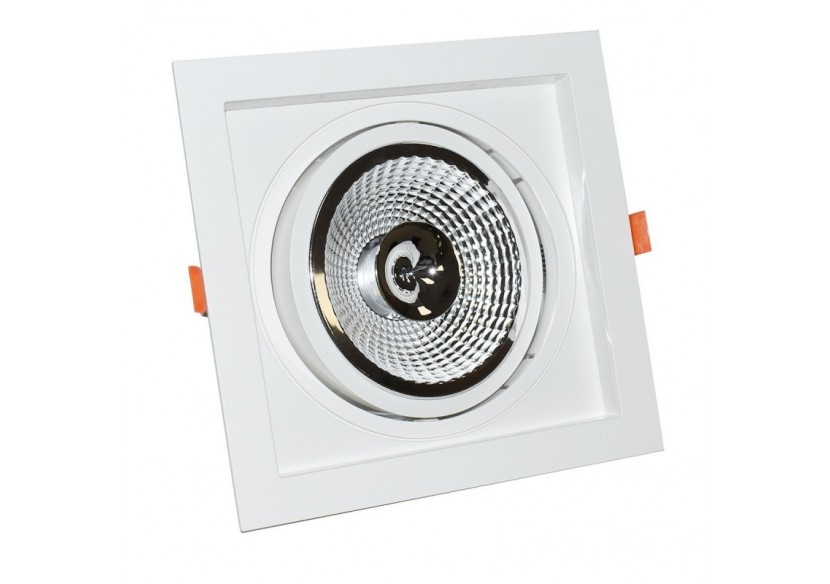 Pack x4-Collerette downlight carrée orientable type cardan pour ampoule QR111/AR111-Coupe 155x155mm - K1016-4-B - Barcelona LED