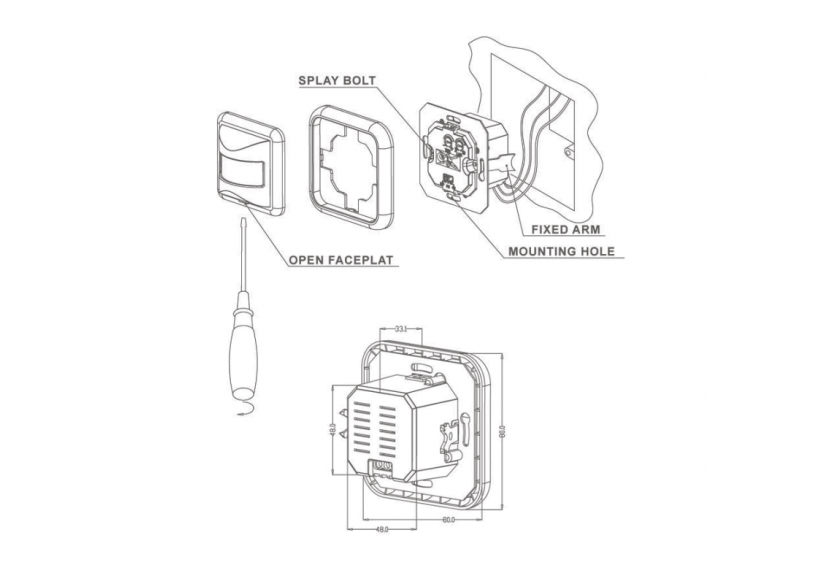 Détecteur de mouvement PIR 160 degrés-Mécanisme mural carré - ST32 - Barcelona LED