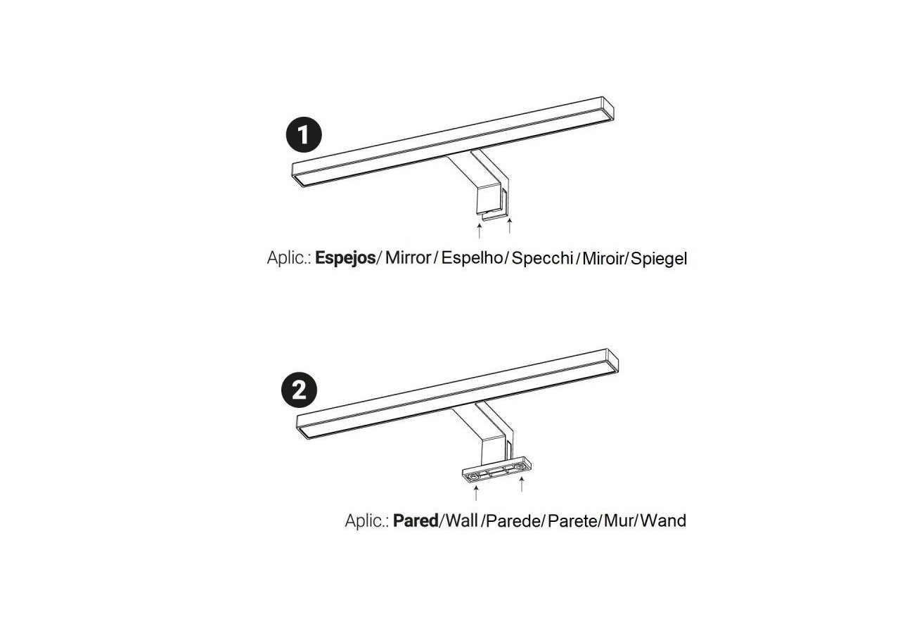 Applique miroir LED 30cm 5W | Montage miroir et armoire - LE204-N-BN - Barcelona LED