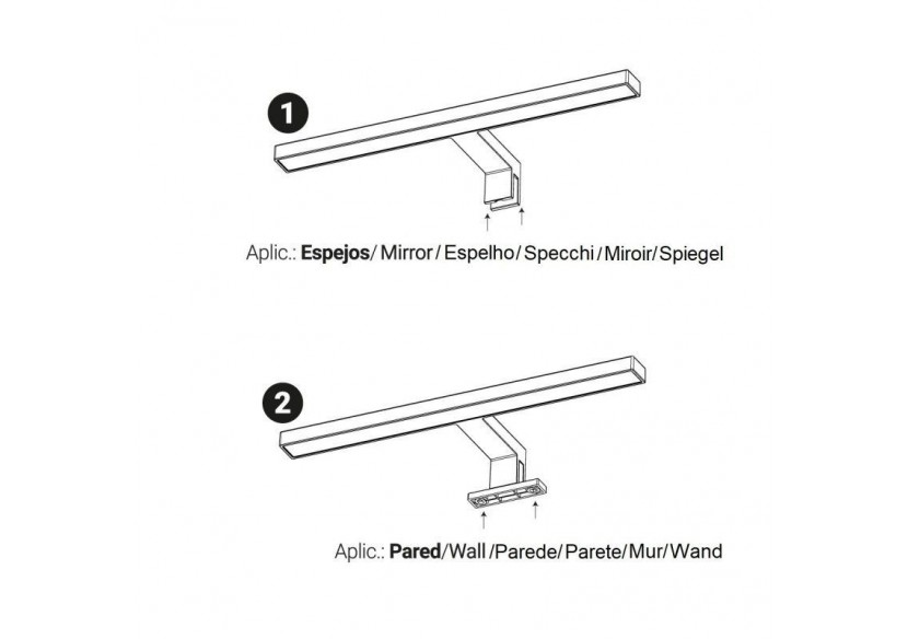 Applique miroir LED 30cm 5W | Montage miroir et armoire - LE204-N-BN - Barcelona LED