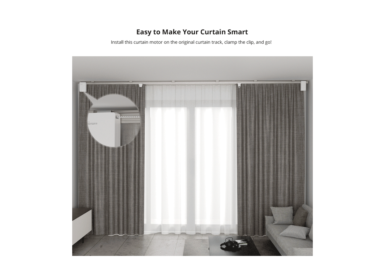 Moteur de de rideau intelligent SONOFF-Zigbee-5V DC/1A - SONOFFZBCURTAIN - Barcelona LED