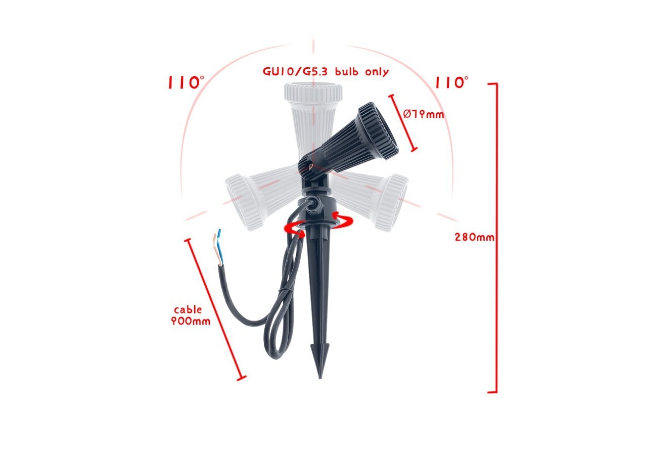 Spot de jardin sur piquet ampoule GU10 - B1942-GU10 - Barcelona LED