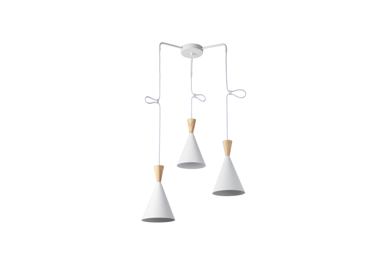 Suspension triple abat-jour en métal et bois "Lima" - LN3014-B - Barcelona LED