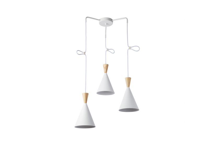 Suspension triple abat-jour en métal et bois "Lima" - LN3014-B - Barcelona LED