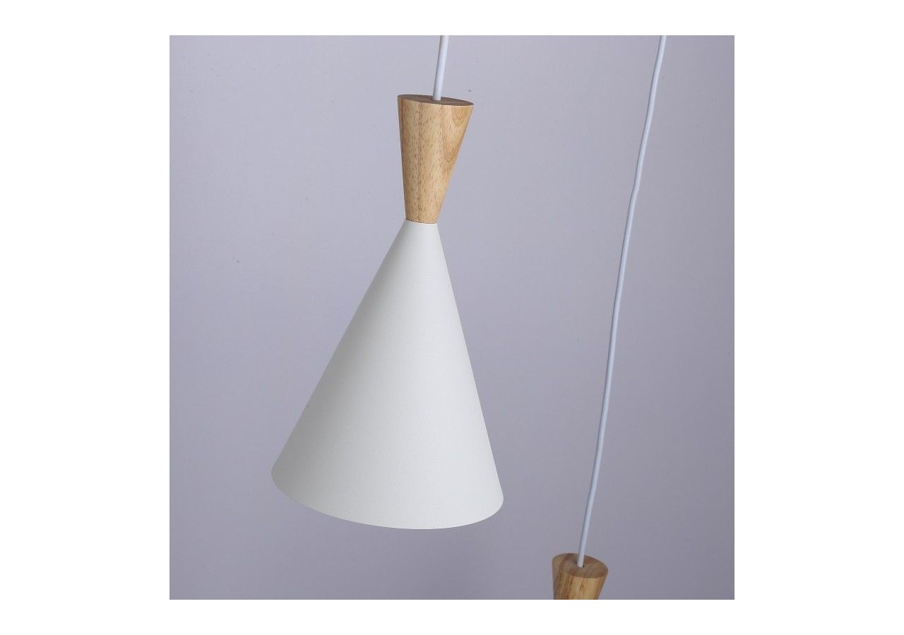 Suspension triple abat-jour en métal et bois "Lima" - LN3014-B - Barcelona LED