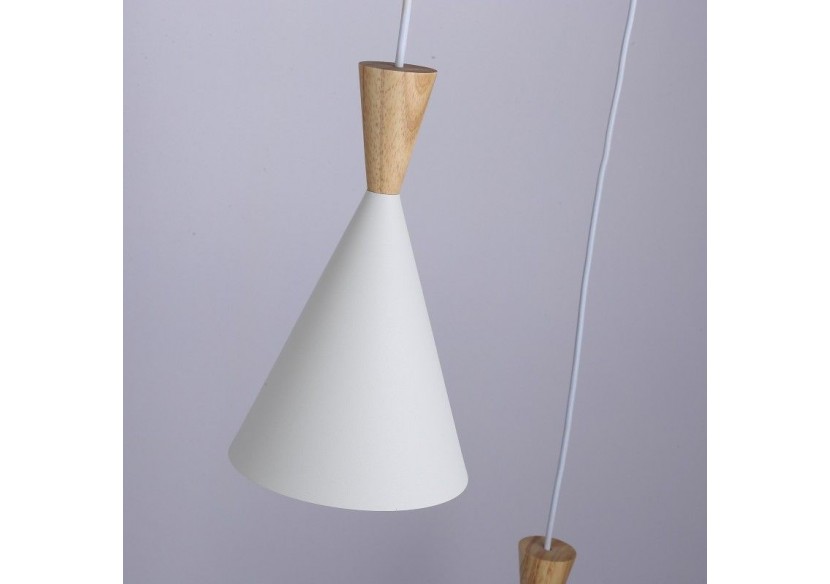 Suspension triple abat-jour en métal et bois "Lima" - LN3014-B - Barcelona LED