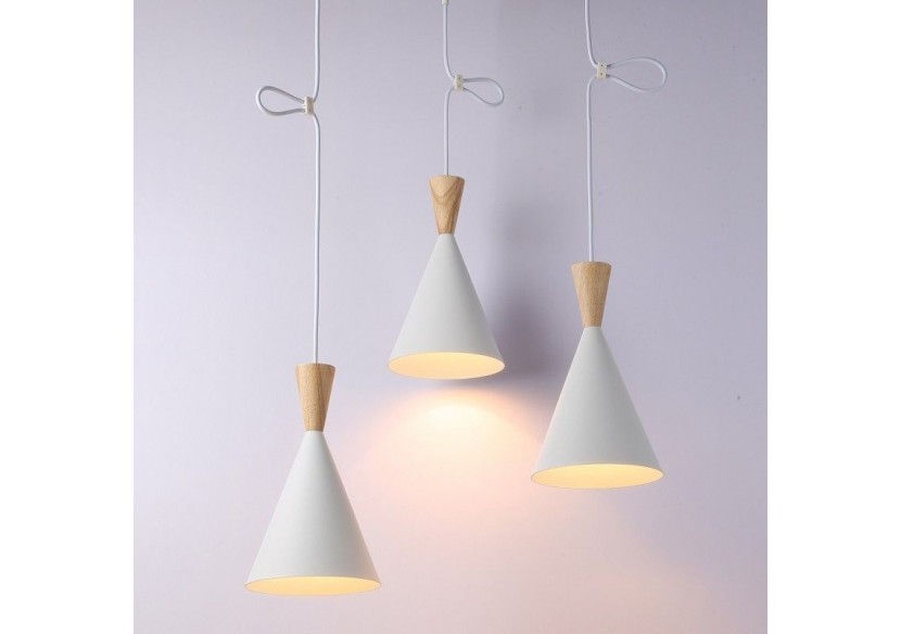 Suspension triple abat-jour en métal et bois "Lima" - LN3014-B - Barcelona LED