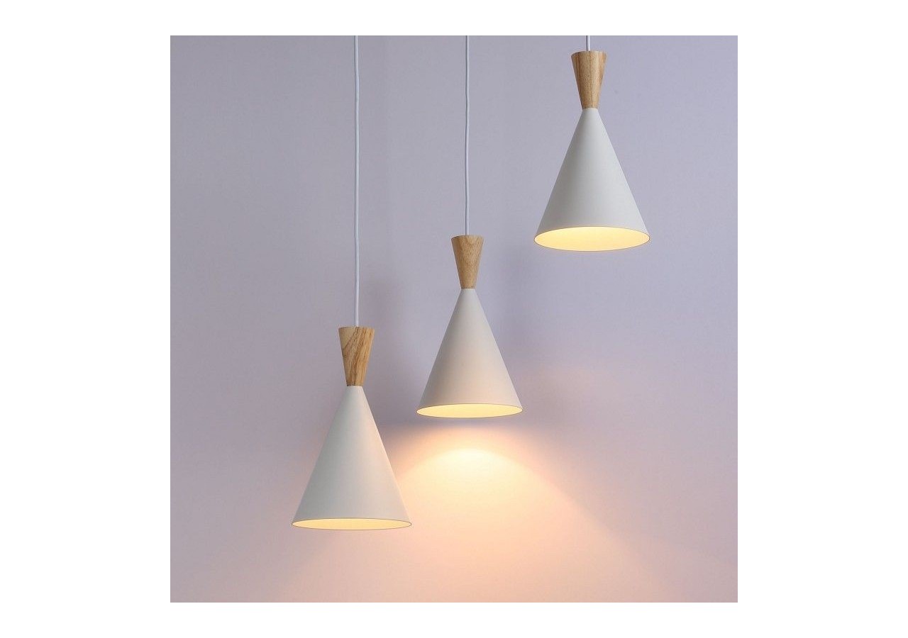 Suspension triple abat-jour en métal et bois "Lima" - LN3014-B - Barcelona LED