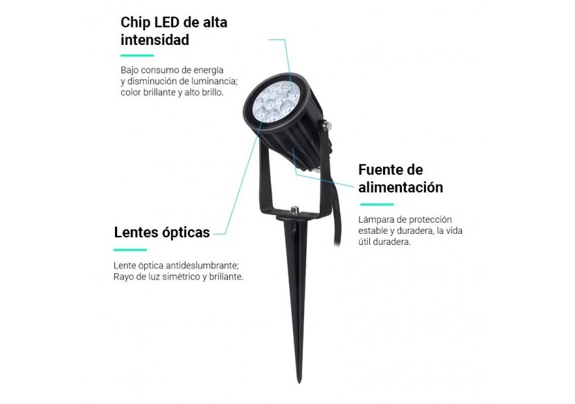 Spot LED de jardin sur piquet 6W RGB + CCT IP66 | Mi Light - FUTC04 - Barcelona LED
