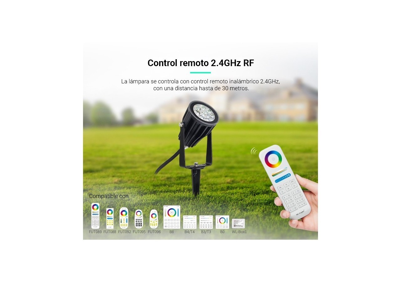 Spot LED de jardin sur piquet 6W RGB + CCT IP66 | Mi Light - FUTC04 - Barcelona LED