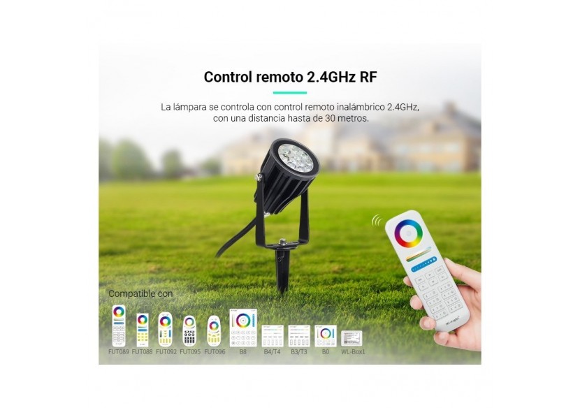 Spot LED de jardin sur piquet 6W RGB + CCT IP66 | Mi Light - FUTC04 - Barcelona LED