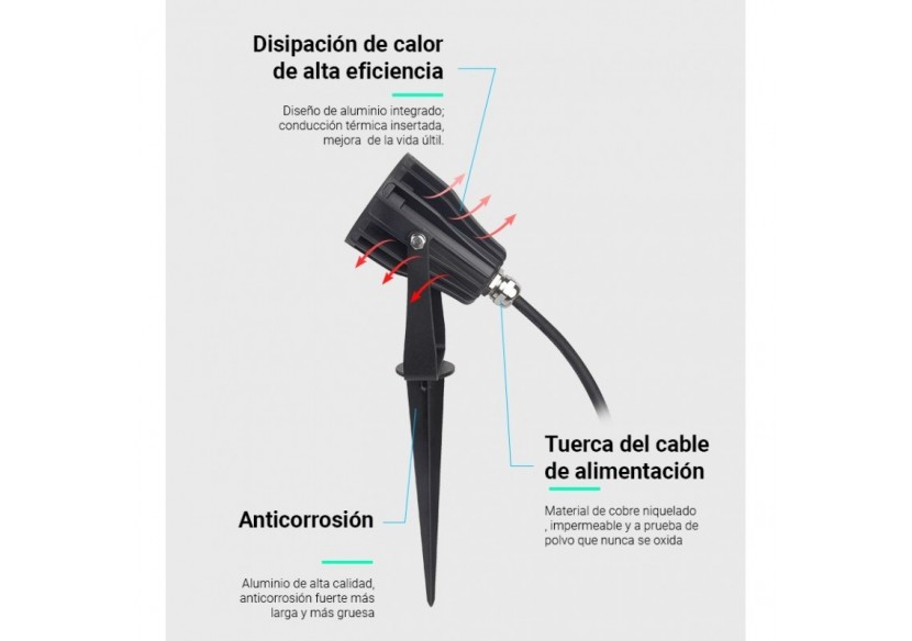 Spot LED de jardin sur piquet 6W RGB + CCT IP66 | Mi Light - FUTC04 - Barcelona LED