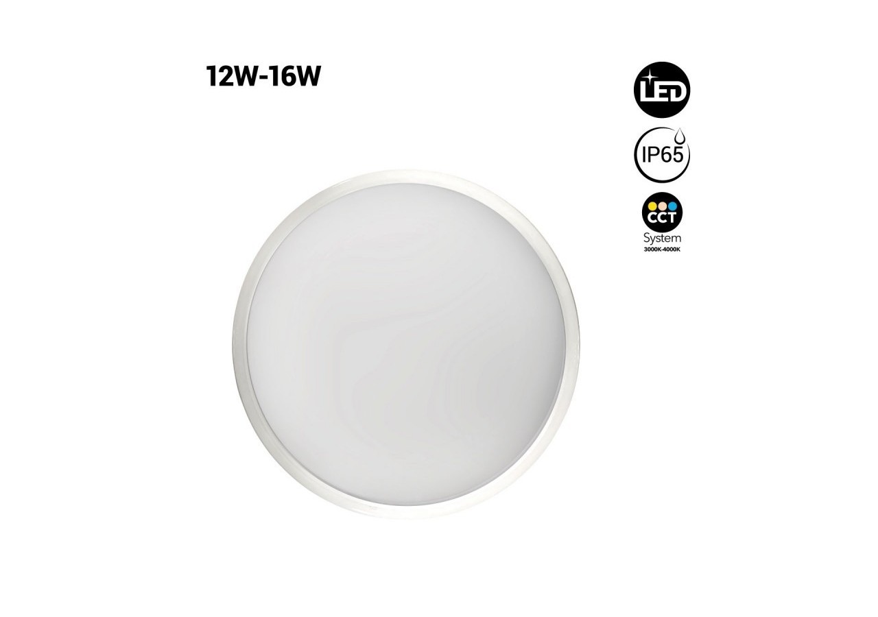 Plafonnier LED étanche CCT-Puissance réglable 12W-16W-diamètre 30cm-IP65 - B1726-CCT - Barcelona LED