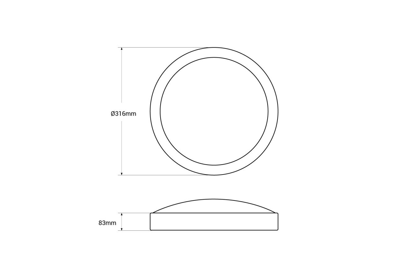 Plafonnier LED étanche avec capteur-CCT-Puissance réglable 12W-16W-diamètre 30cm-IP65 - B1726-CCT-S - Barcelona LED