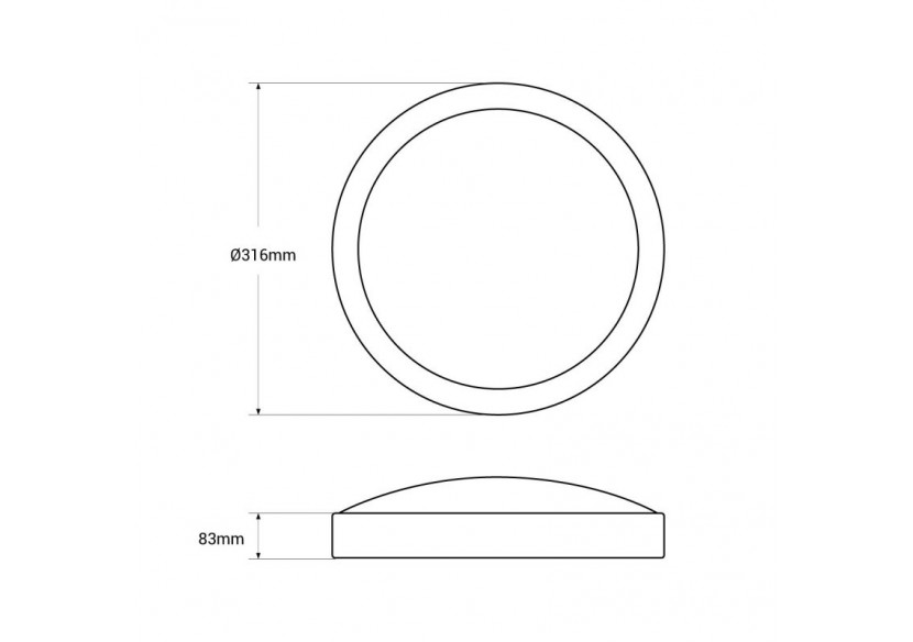 Plafonnier LED étanche avec capteur-CCT-Puissance réglable 12W-16W-diamètre 30cm-IP65 - B1726-CCT-S - Barcelona LED