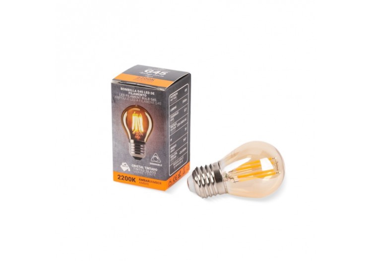 Ampoule LED filament E27 G45 ambrée vintage-Dimmable-4W - BFD1-G45E27-D-AMB - Barcelona LED 2