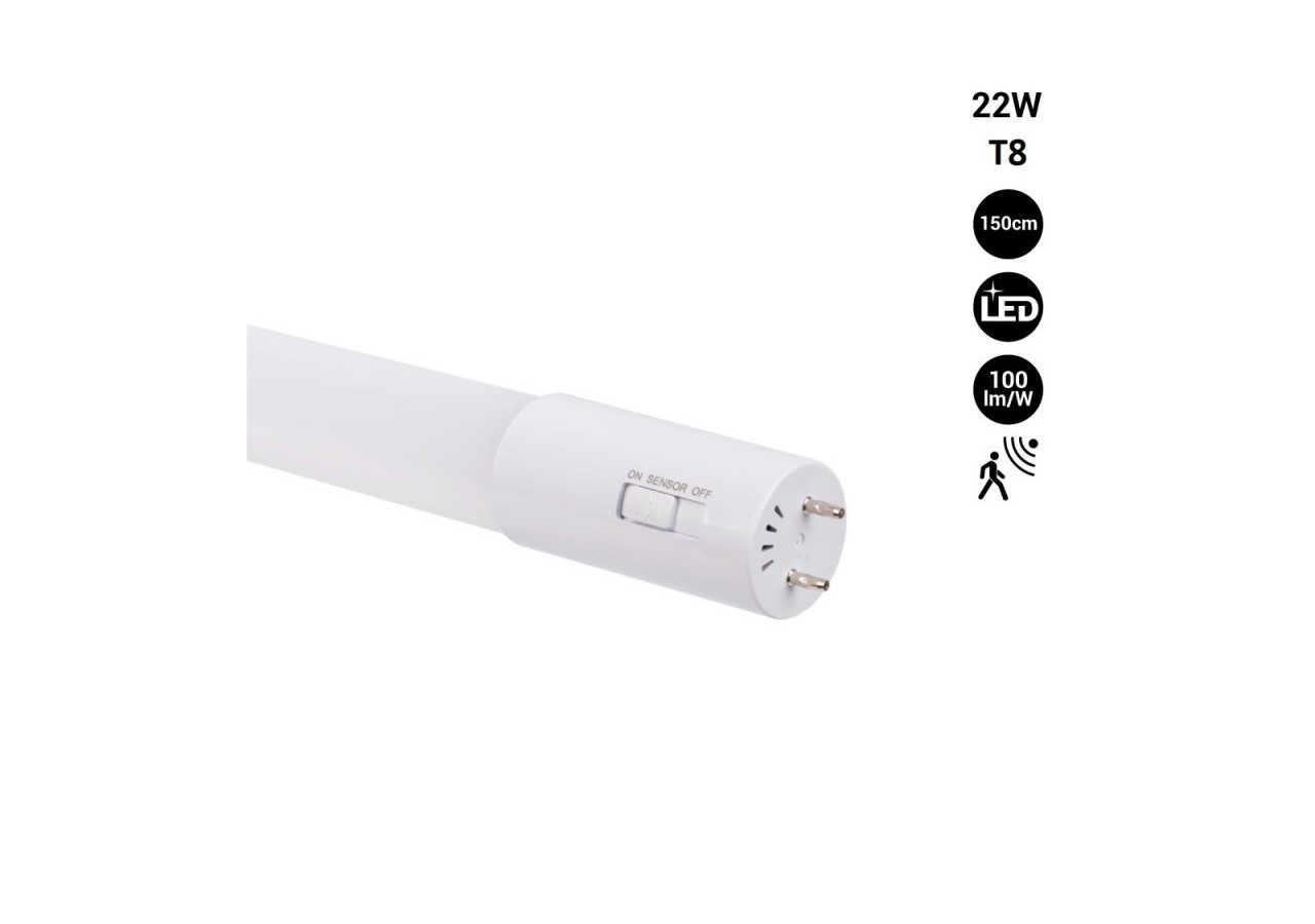 Tube LED T8 150cm 22W avec détecteur de mouvement micro-ondes-100lm/w-6000K - B4016-150-BF - Barcelona LED