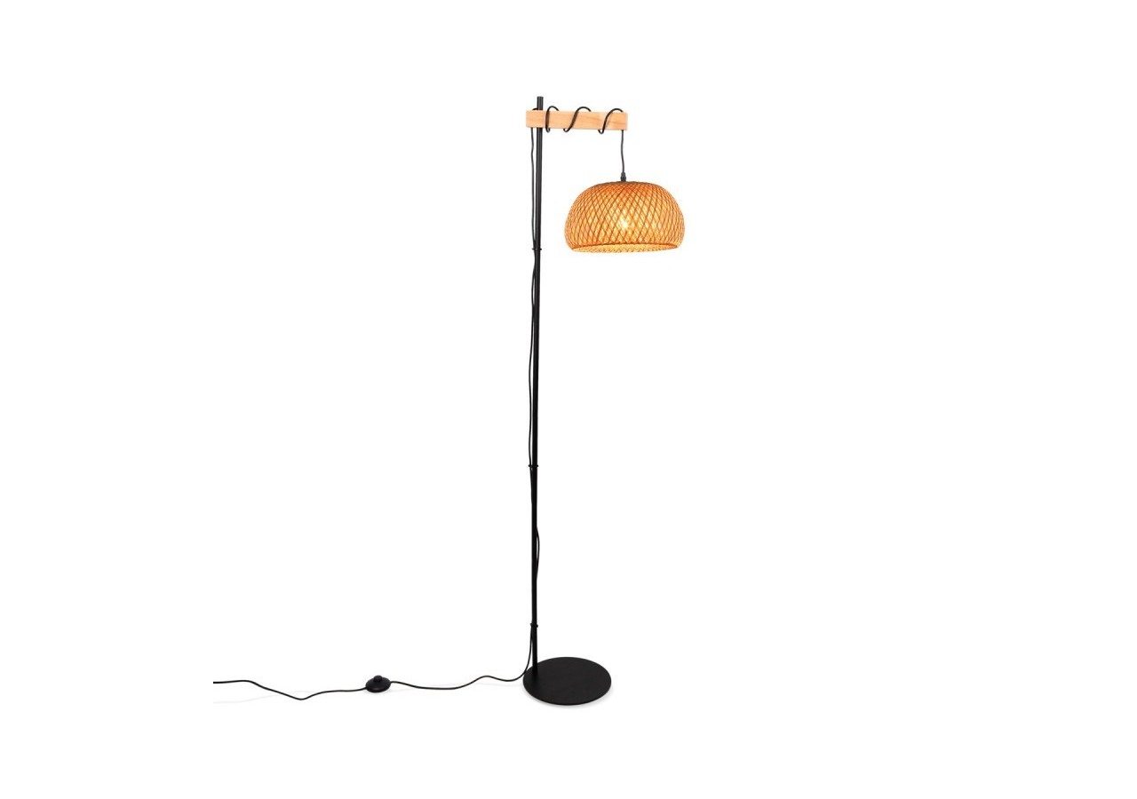 Lampadaire en bois et osier "Frankie"-E27 - LM159 - Barcelona LED