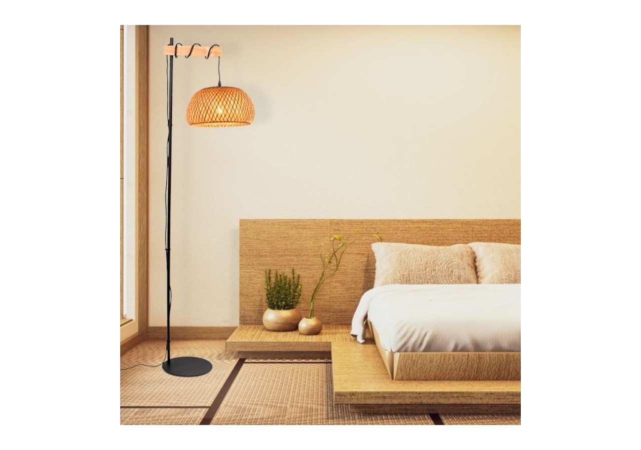Lampadaire en bois et osier "Frankie"-E27 - LM159 - Barcelona LED